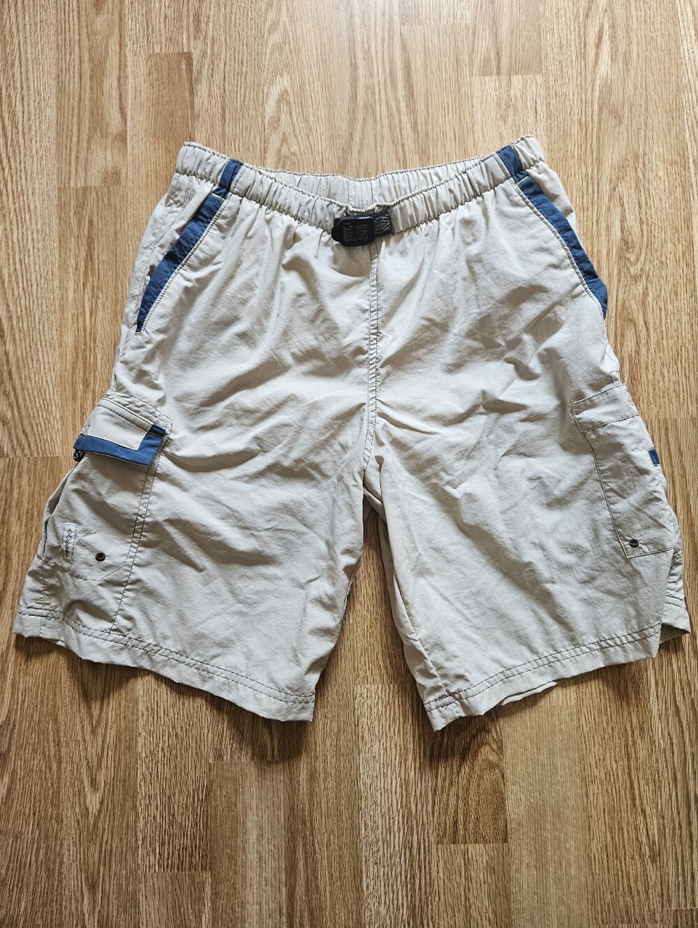 Columbia Khaki Cargo Shorts with Blue Accents